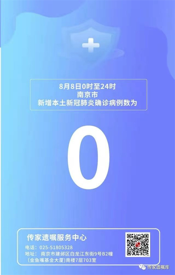 8月8日0时至24时南京市新增本土新冠肺炎确诊病例数为“零”！